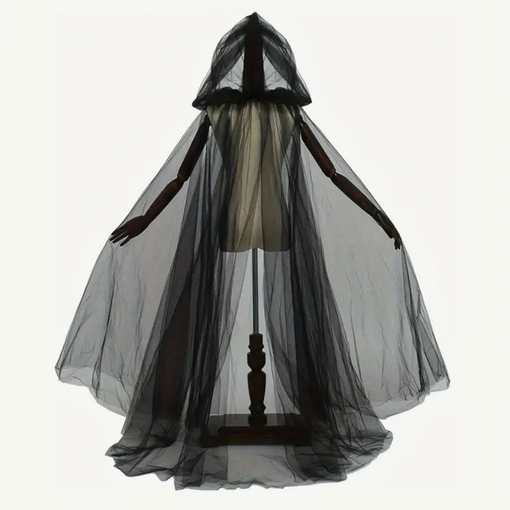 Sheer Black Hooded Cape